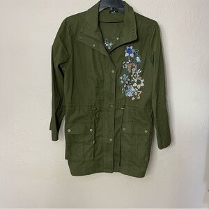 mark. Green Utility Jacket with Floral Design